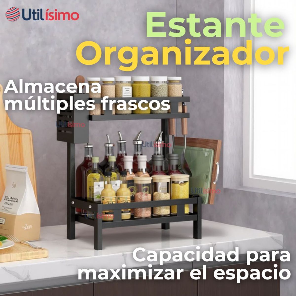 LINE - Estante Organizador Para Especias Cocina Especiero 2 Niveles