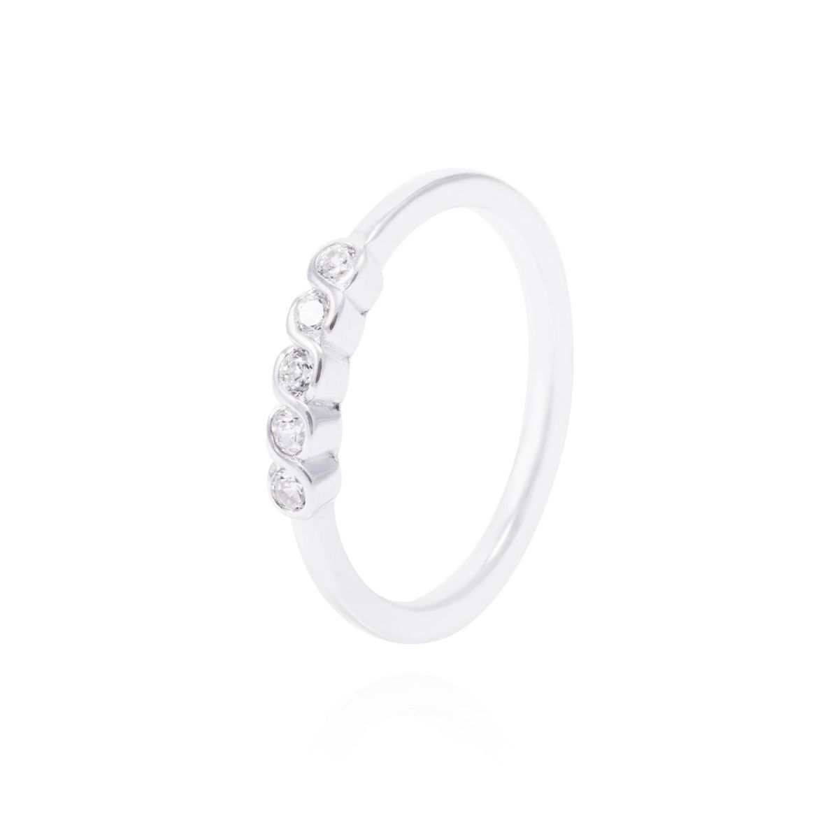 JB JOYAS BARON - Anillo de Plata Esterlina Medio Cintillo Cinco Circones