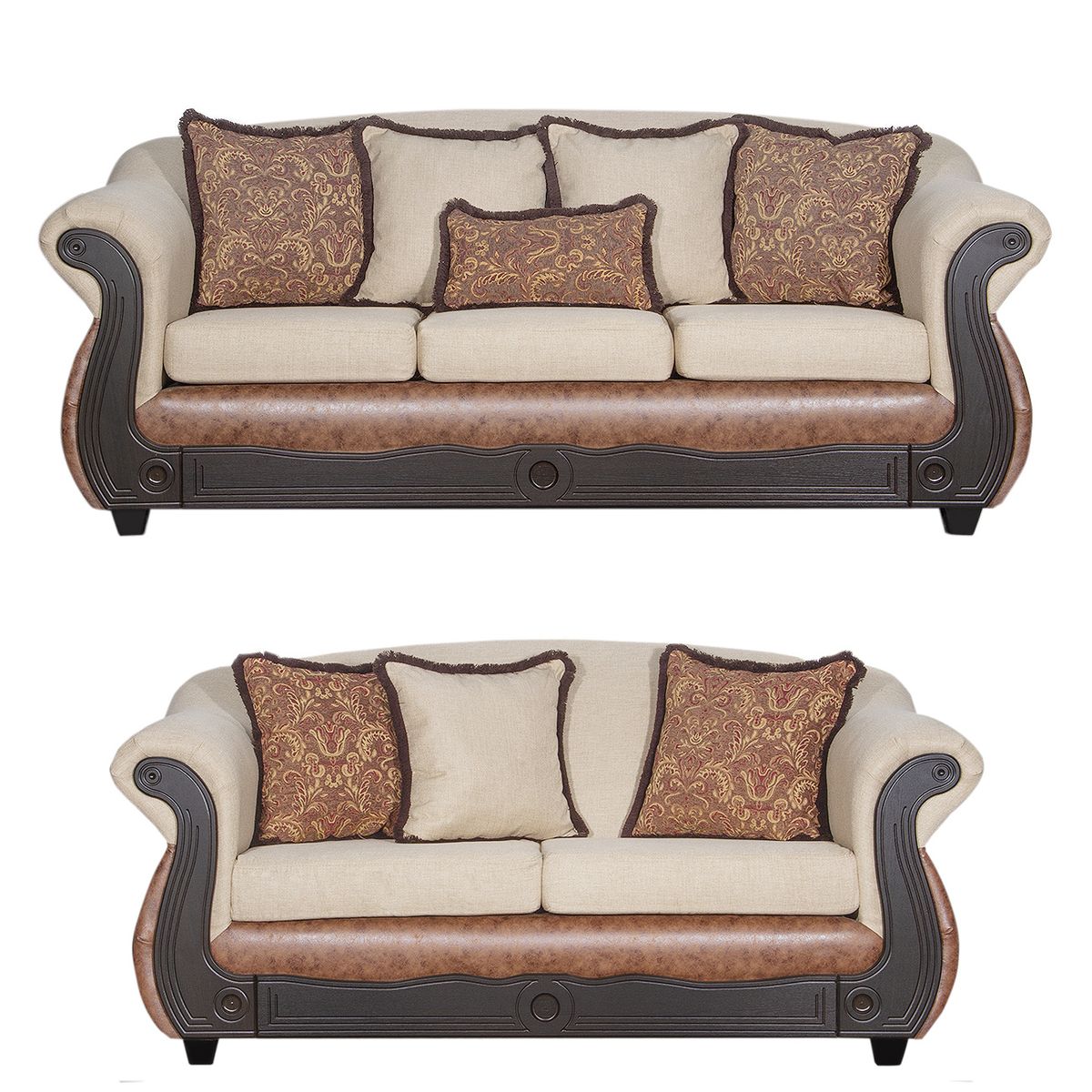 BLACK FACTORY - Juego de Living 3 2 Ashly Beige Terracota