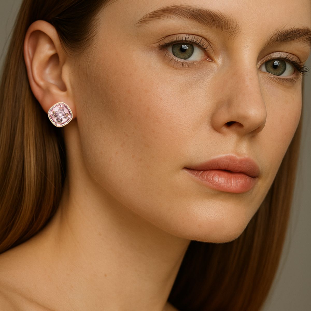 BLOOM CRYSTAL - Aros Cushion 12 mm Oro Rosa Cristal Rosa Vintage – Regalo Elegante Mujer