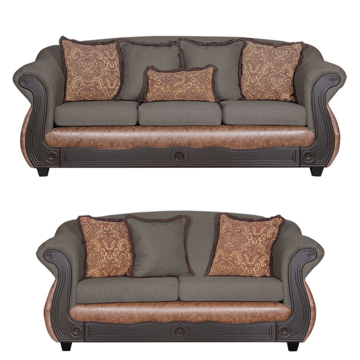 BLACK FACTORY - Juego de Living 3 2 Ashly Chocolate Terracota