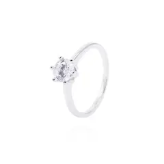 JB JOYAS BARON - Anillo de Plata Esterlina Solitario con 6 Grifas Circonita