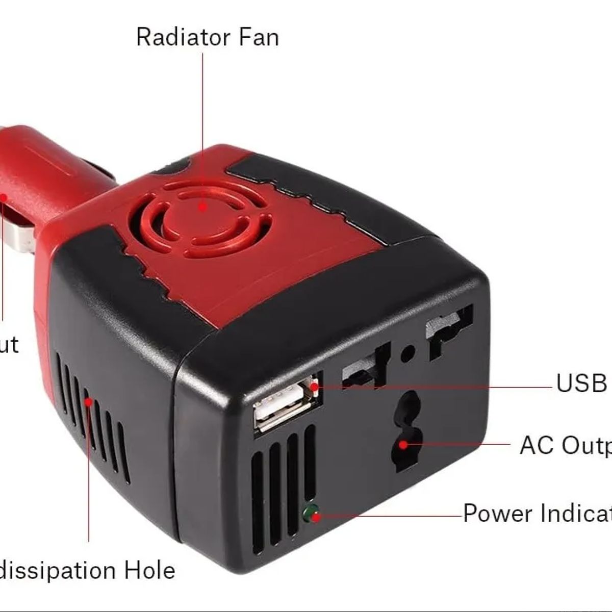 GENERICO - Enchufe Para Cargador Notebook Auto 12v A 220v Seguro Nuevo