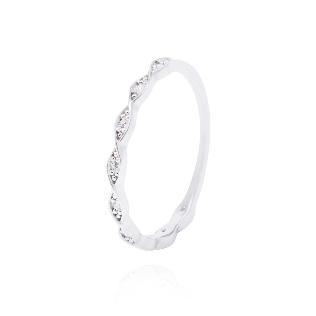 JB JOYAS BARON - Anillo de Plata Esterlina Trenzado Circonita