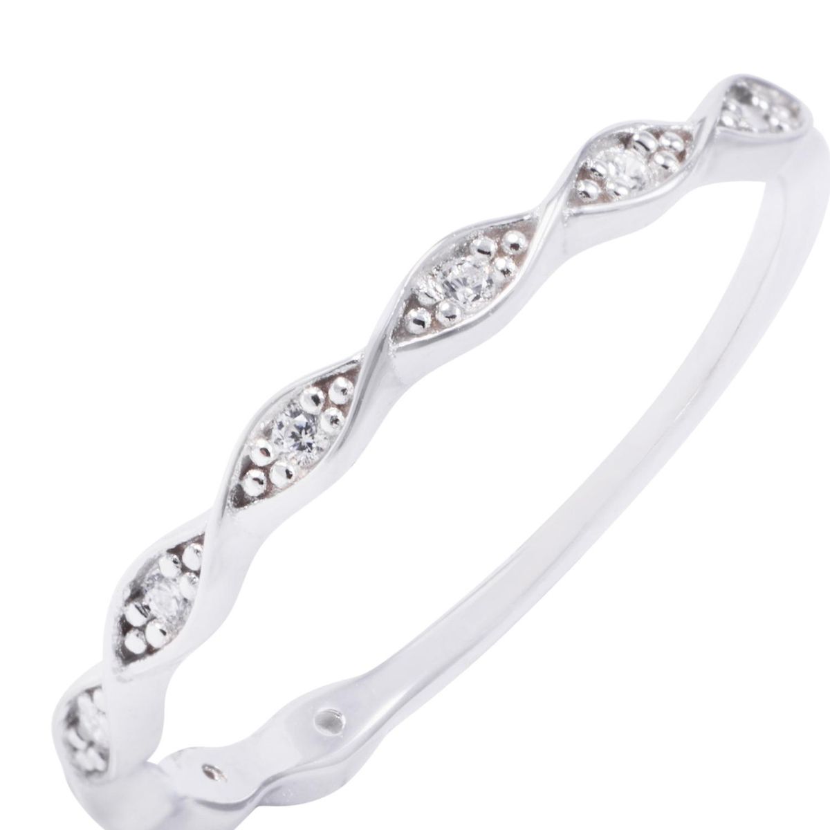 JB JOYAS BARON - Anillo de Plata Esterlina Trenzado Circonita