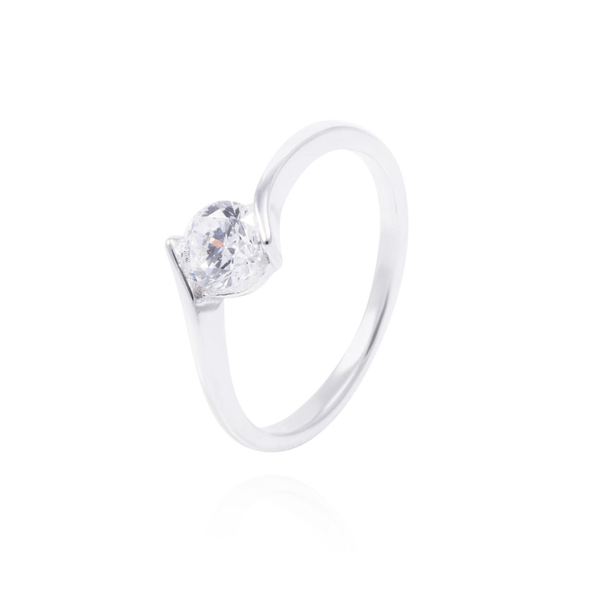 JB JOYAS BARON - Anillo de Plata Esterlina Solitario Circonita