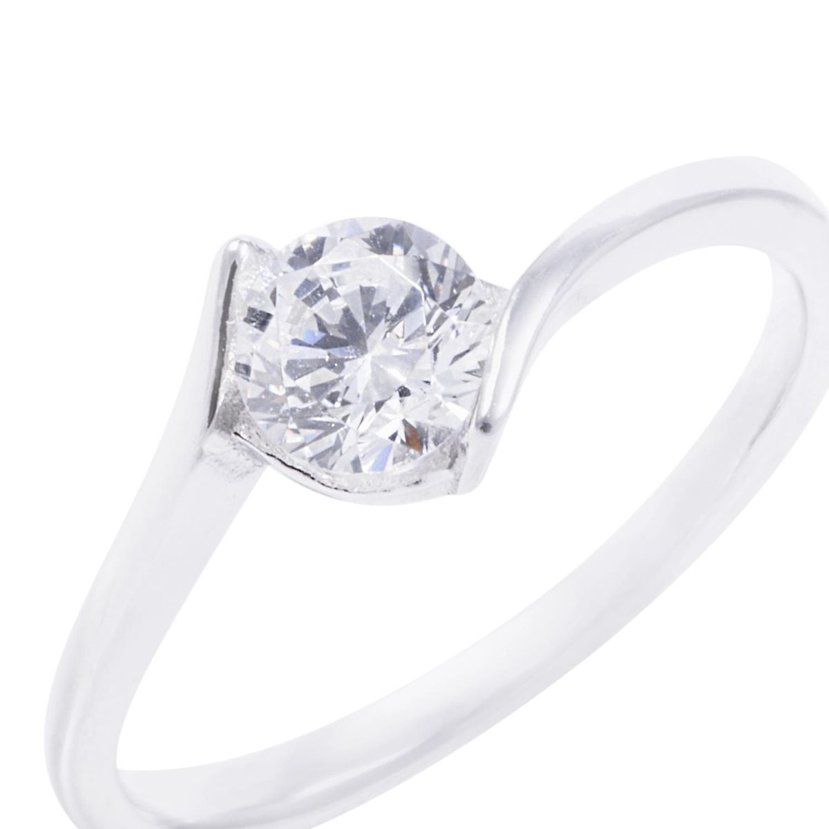 JB JOYAS BARON - Anillo de Plata Esterlina Solitario Circonita