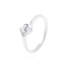 JB JOYAS BARON - Anillo de Plata Esterlina Solitario Circonita
