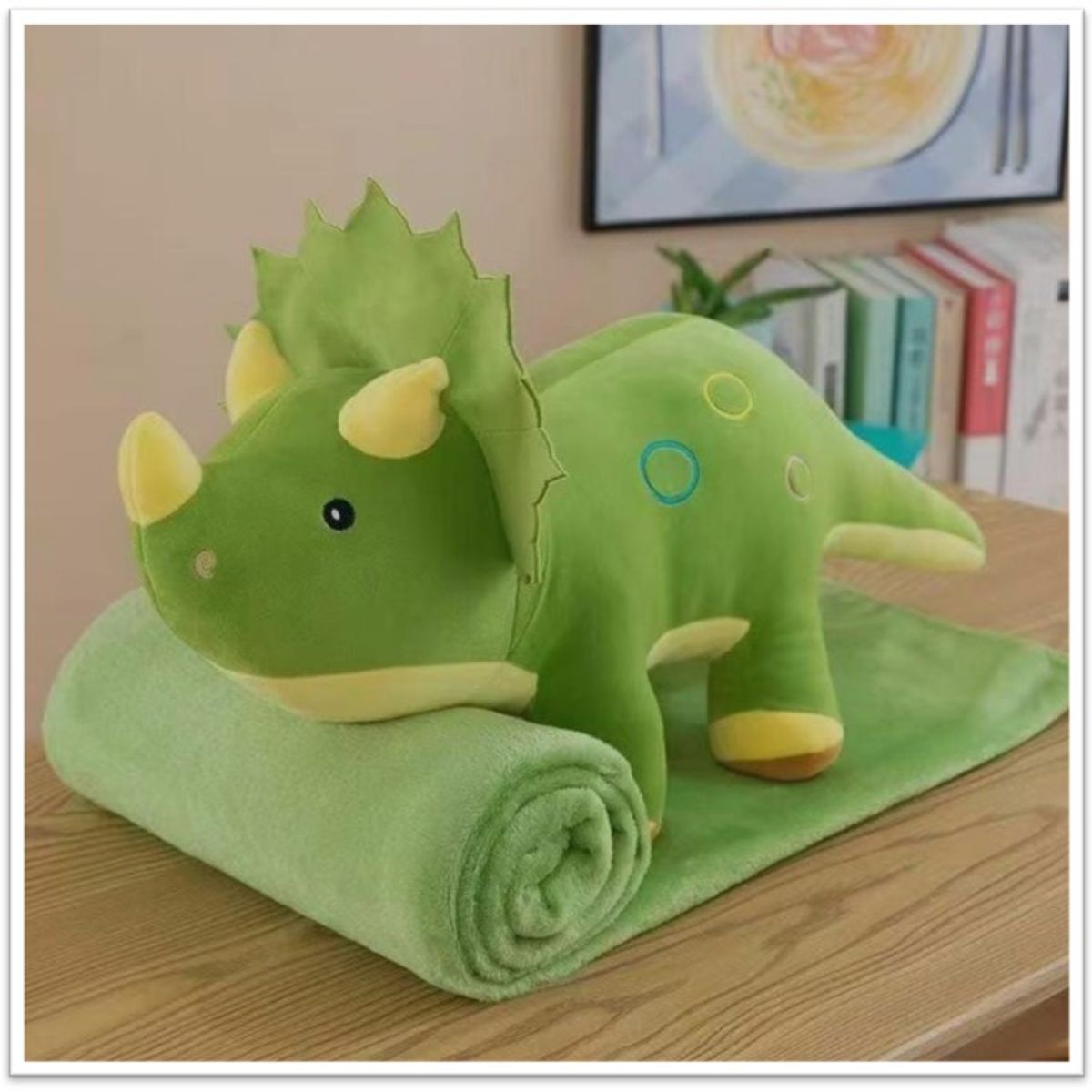 DIANA - PELUCHE DE 45CM CON DISEÑO DINOSAURIO VERDE CON MANTA DN