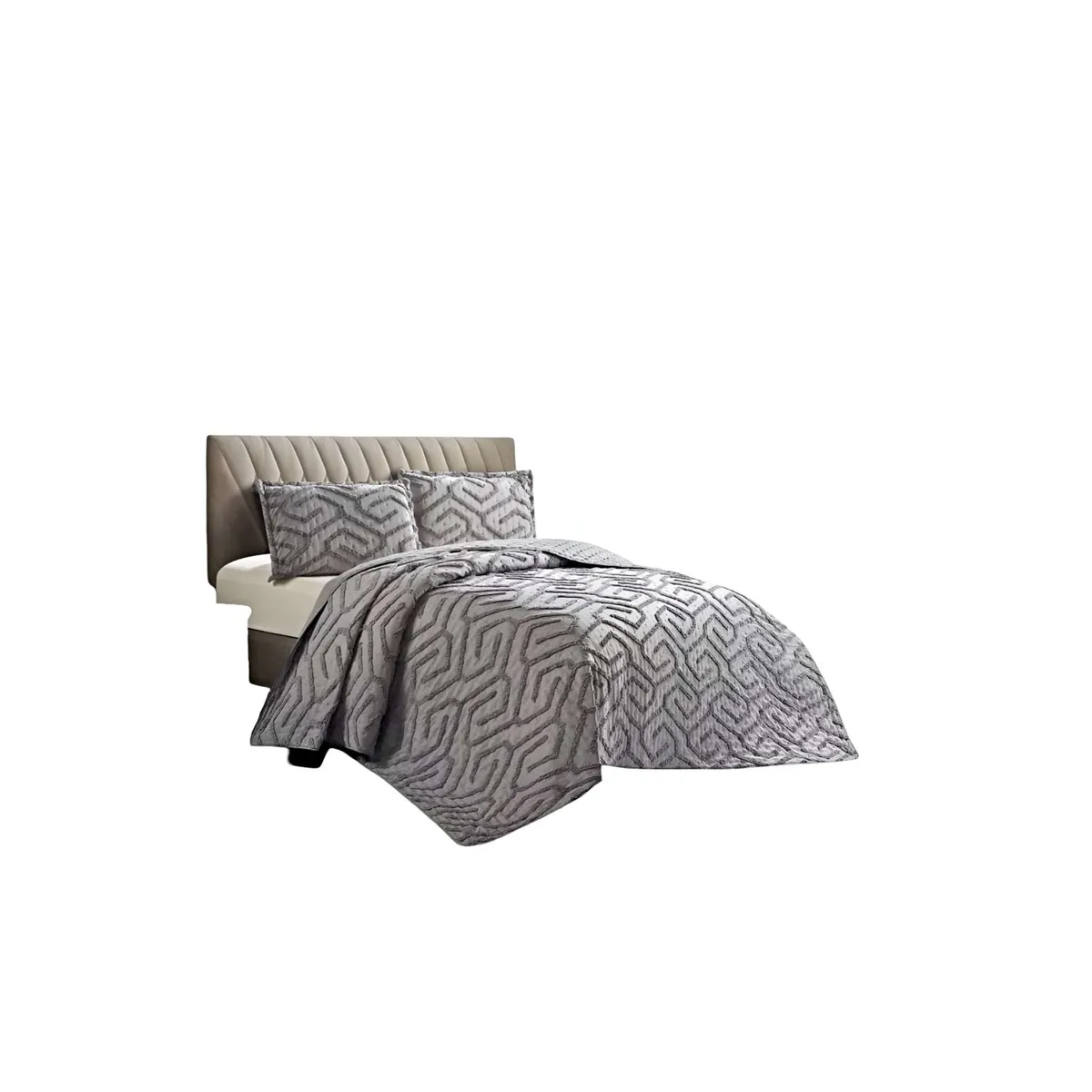 GENERICO - QUILT VERANO DISEÑO TUFTING 2 PLAZAS GRIS