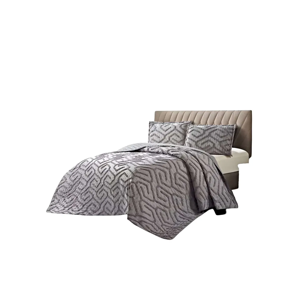 GENERICO - QUILT VERANO DISEÑO TUFTING 2 PLAZAS GRIS