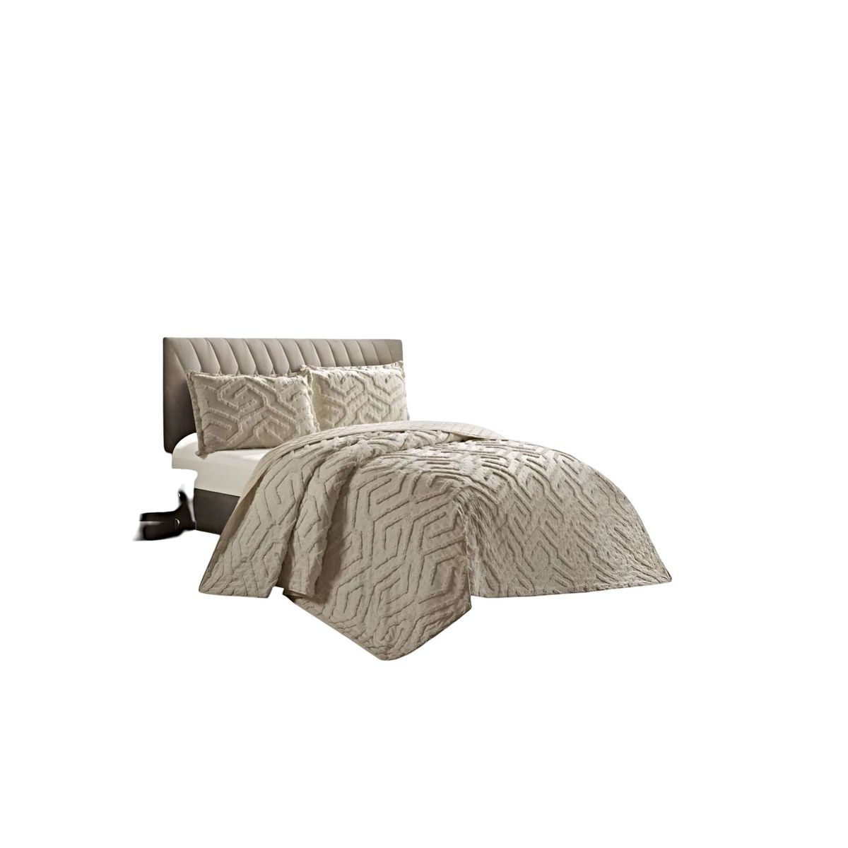 GENERICO - QUILT VERANO DISEÑO TUFTING PLAZA Y MEDIA BEIGE