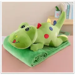 DIANA - PELUCHE DE 45CM CON DISEÑO COCODRILO VERDE CON MANTA DN