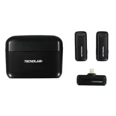 TECNOLAB - Kit Micrófonos Duales Lavalier Inalámbricos 25mts HD - PS