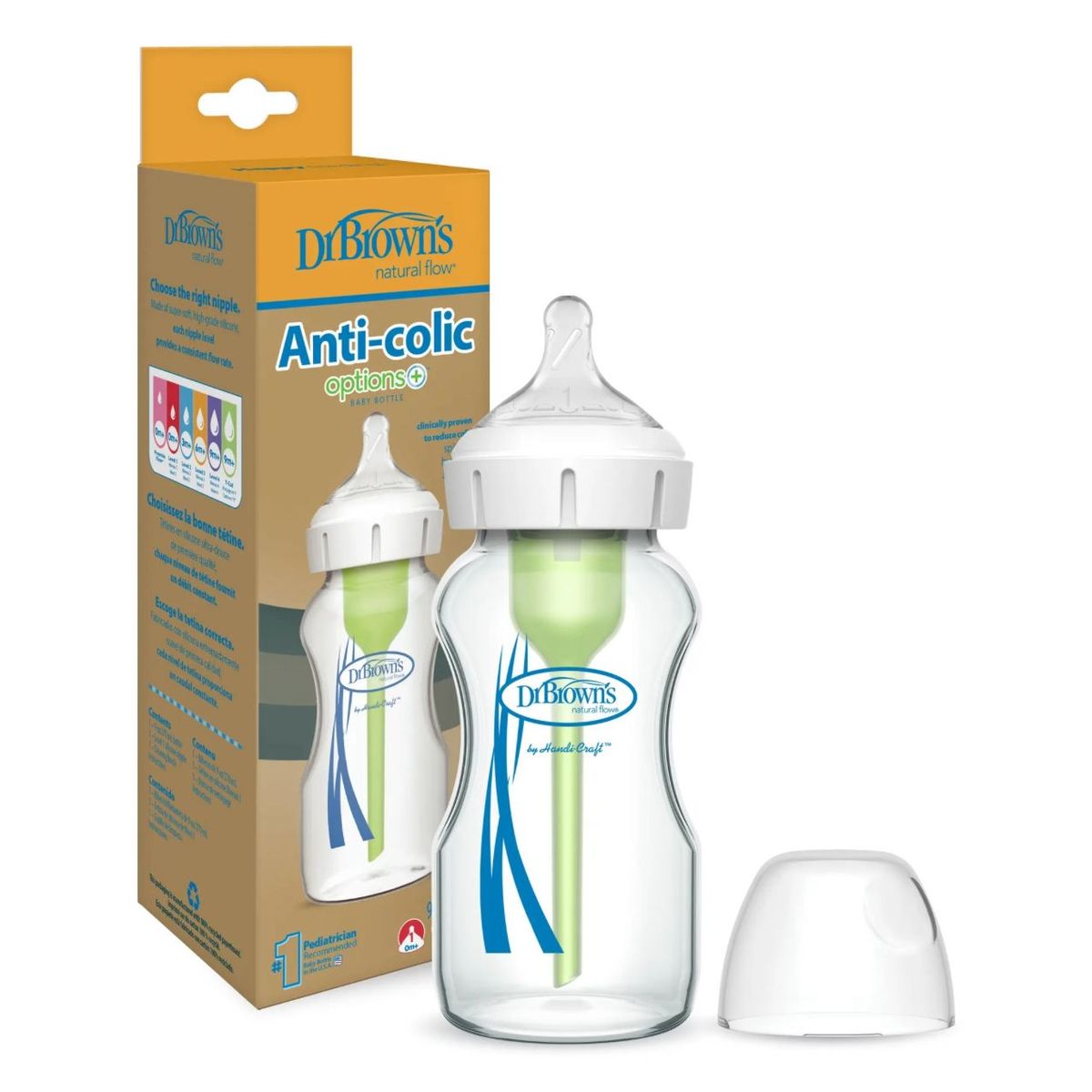 DR BROWNS - Mamadera Dr Browns Vidrio Boca Ancha 270ml Option+