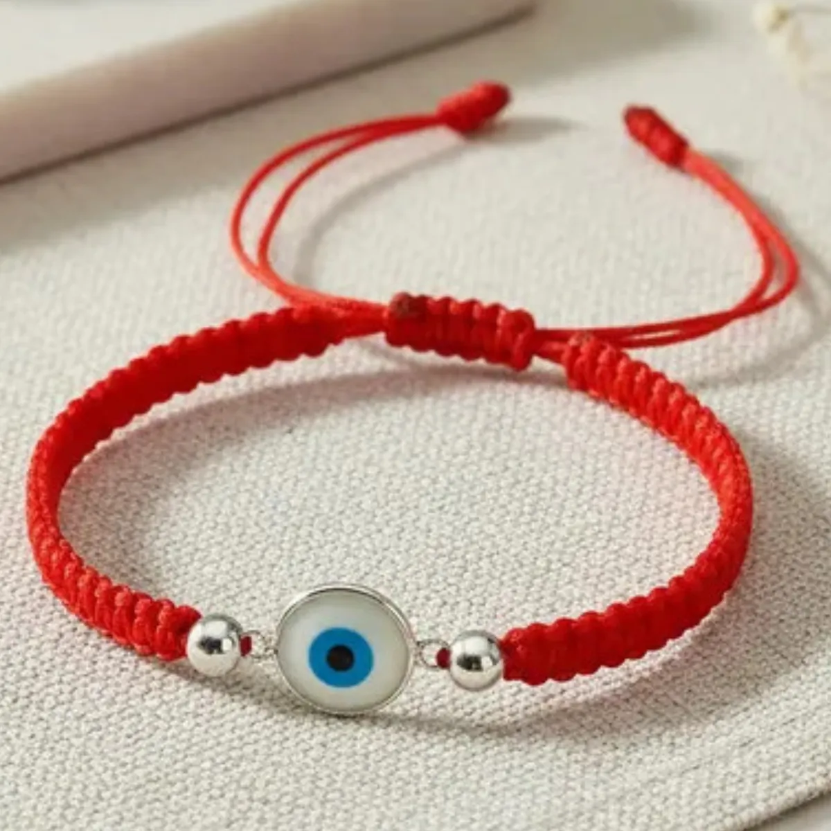 GENERICO - Pulsera Ojo Turco de Plata Hilo Rojo Amuleto de Protección