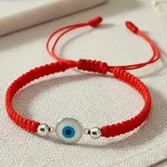 GENERICO - Pulsera Ojo Turco de Plata Hilo Rojo Amuleto de Protección
