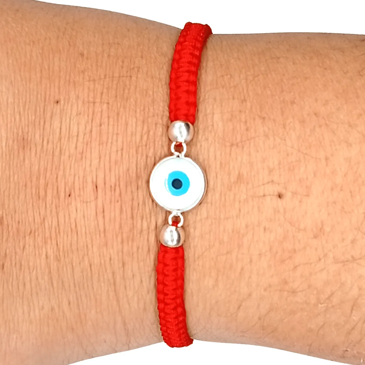 GENERICO - Pulsera Ojo Turco de Plata Hilo Rojo Amuleto de Protección