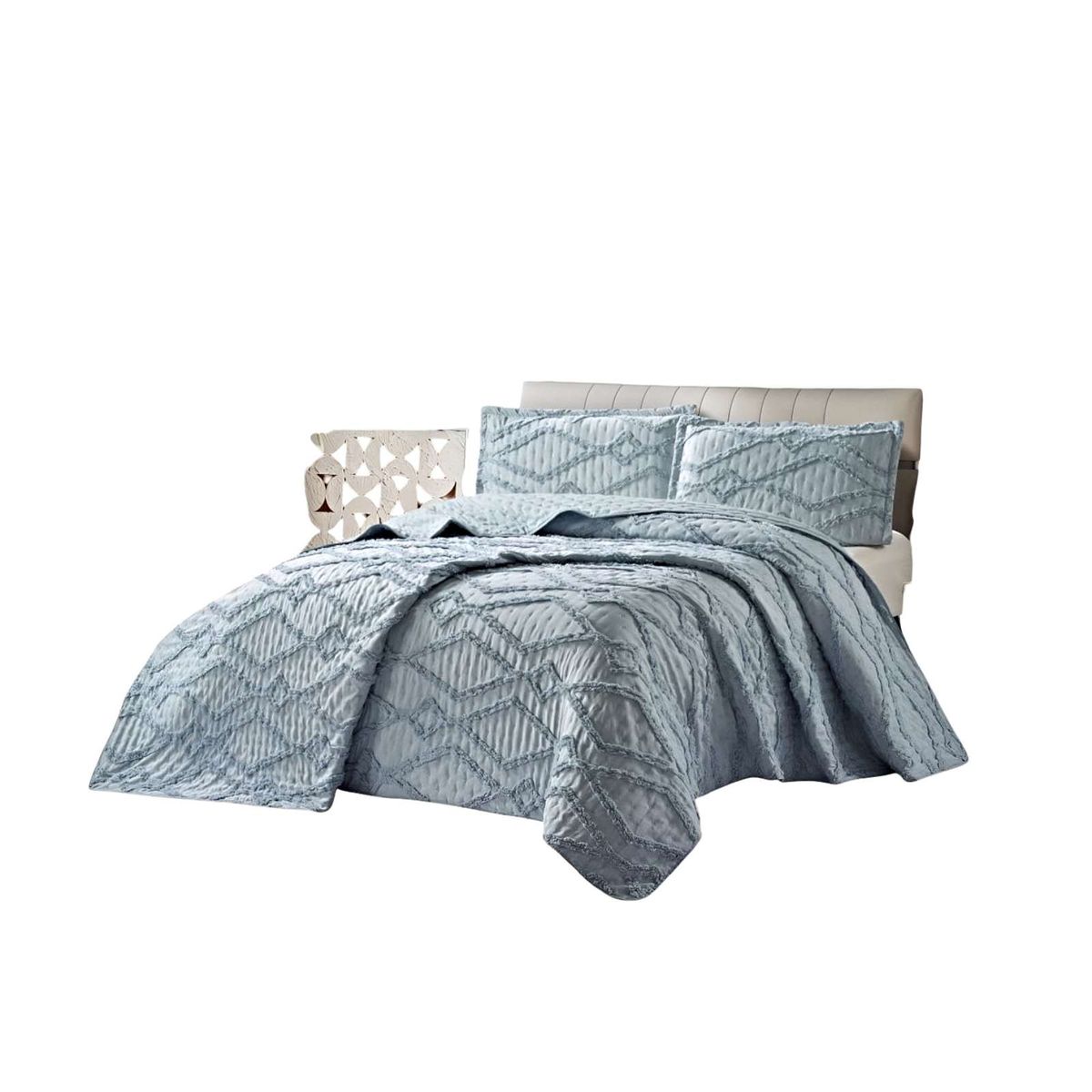 GENERICO - QUILT VERANO DISEÑO GEOMETRICO TUFTING PLAZA Y MEDIA GRIS