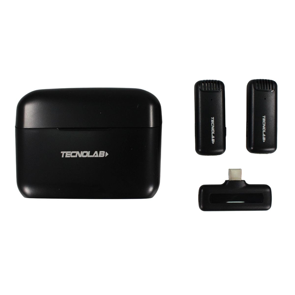 TECNOLAB - Micrófonos Lavalier Dual Inalámbricos Tipo C HD 25mts - PS