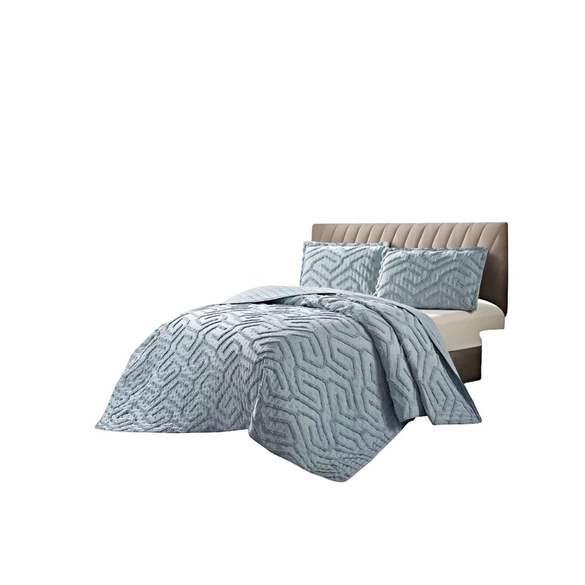 GENERICO - QUILT VERANO DISEÑO TUFTING 2 PLAZAS GRIS CLARO