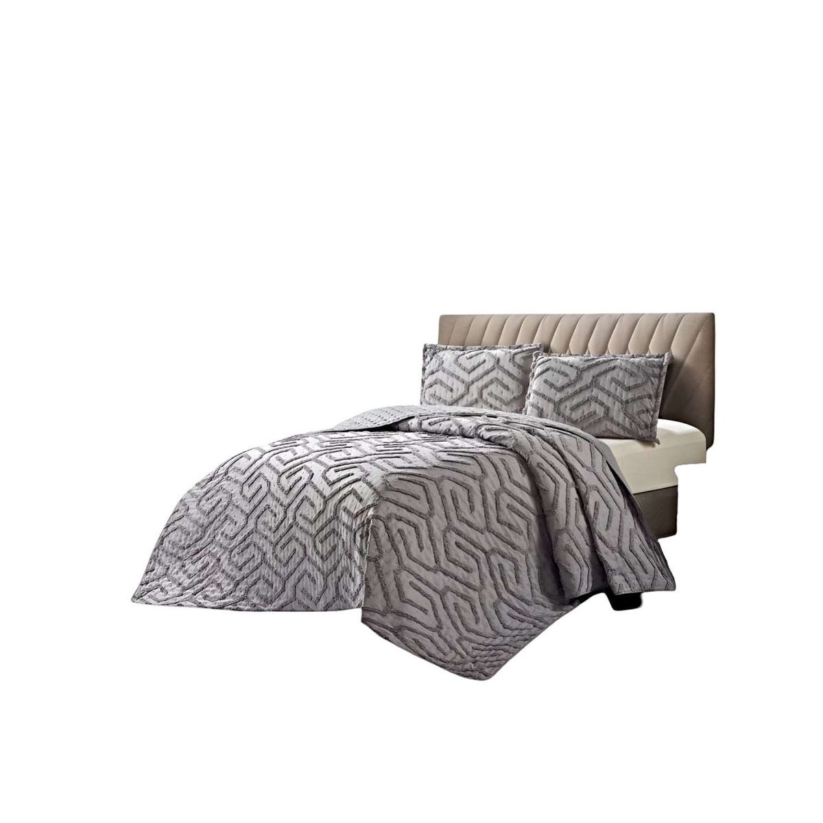 GENERICO - QUILT VERANO DISEÑO TUFTING 2 PLAZAS GRIS