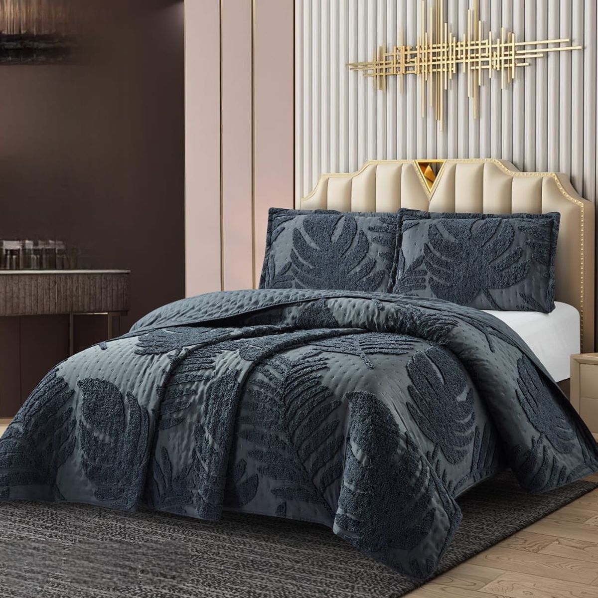 GENERICO - Cobertores Quilts Verano con Bordados en alto relieve técnica Tufting