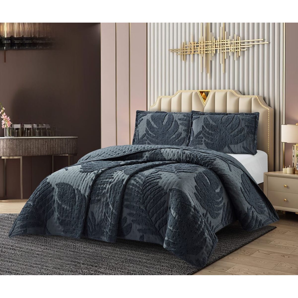 GENERICO - Cobertores Quilts Verano con Bordados en alto relieve técnica Tufting