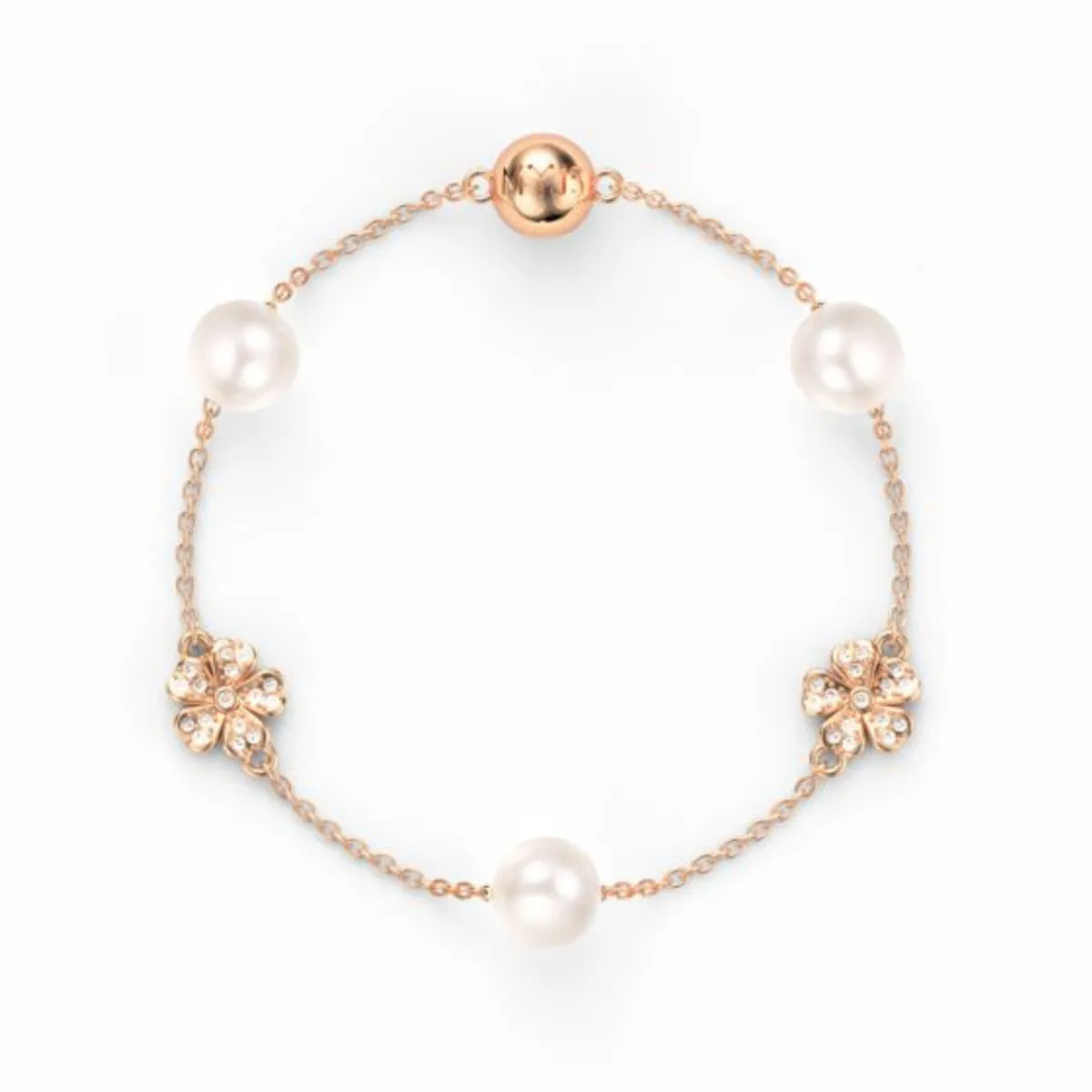 BLOOM CRYSTAL - Pulsera Cherry Blossom con Perlas y Baño Oro Rosa
