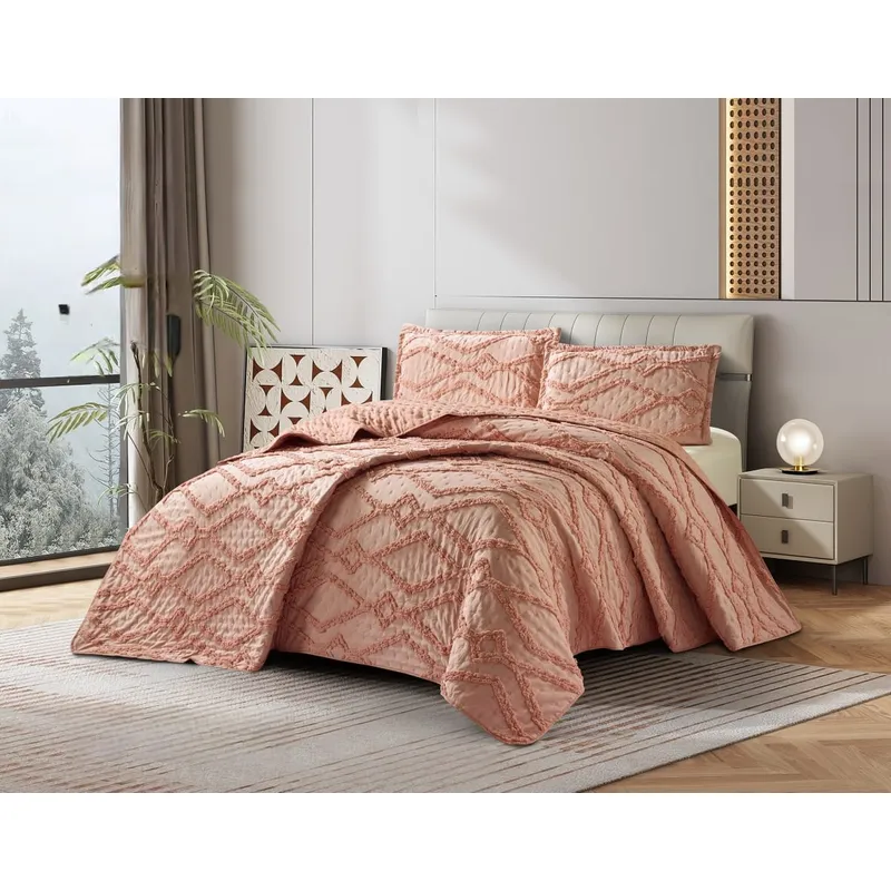 GENERICO - Cobertores Quilts Verano con Bordados en alto relieve técnica Tufting