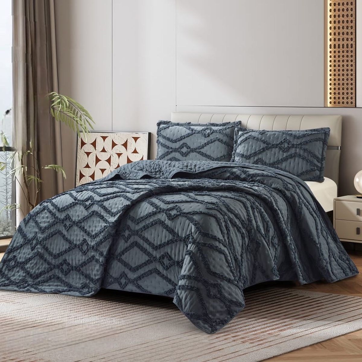 GENERICO - Cobertores Quilts Verano con Bordados en alto relieve técnica Tufting
