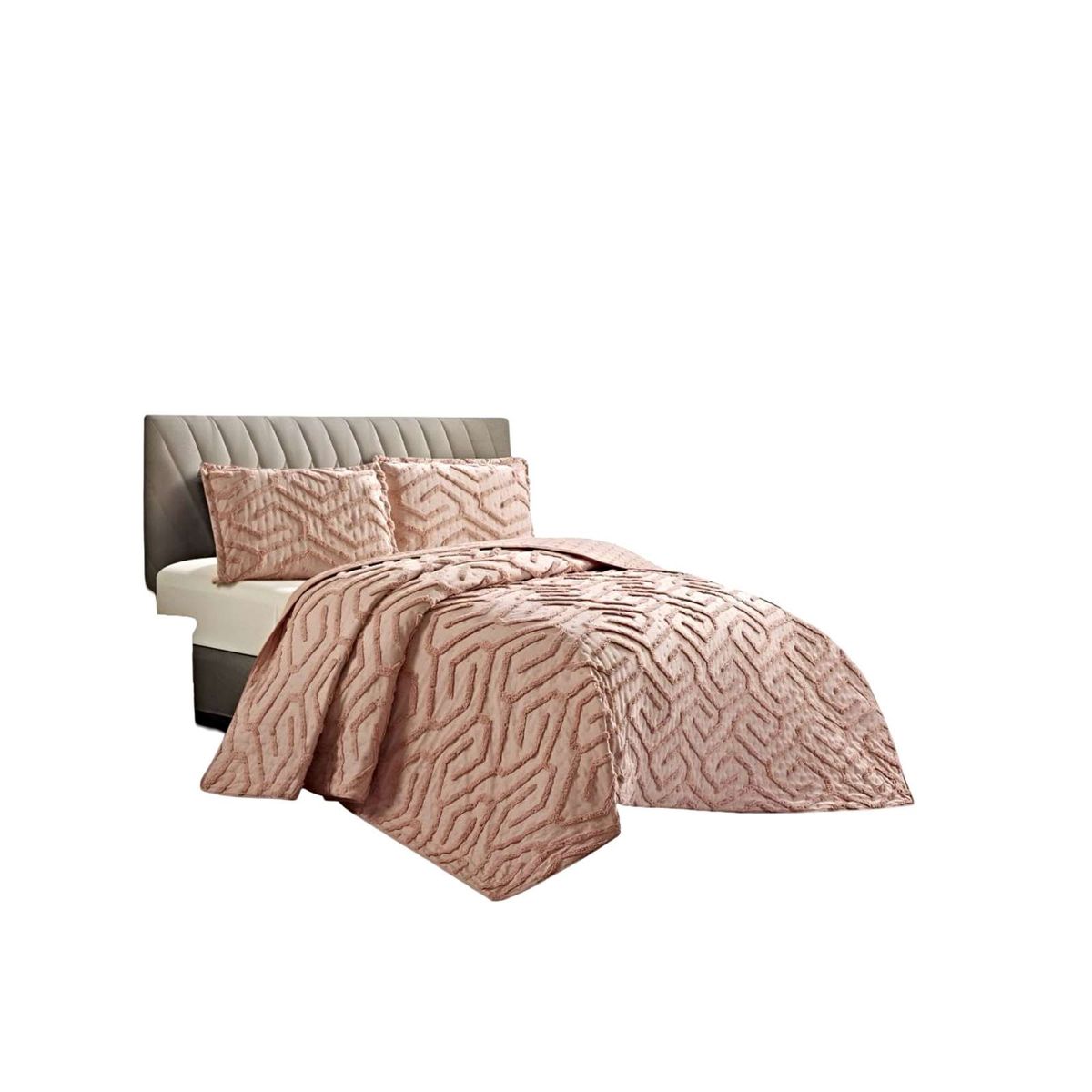 GENERICO - QUILT VERANO DISEÑO TUFTING KING-SUPERKING ROSADO