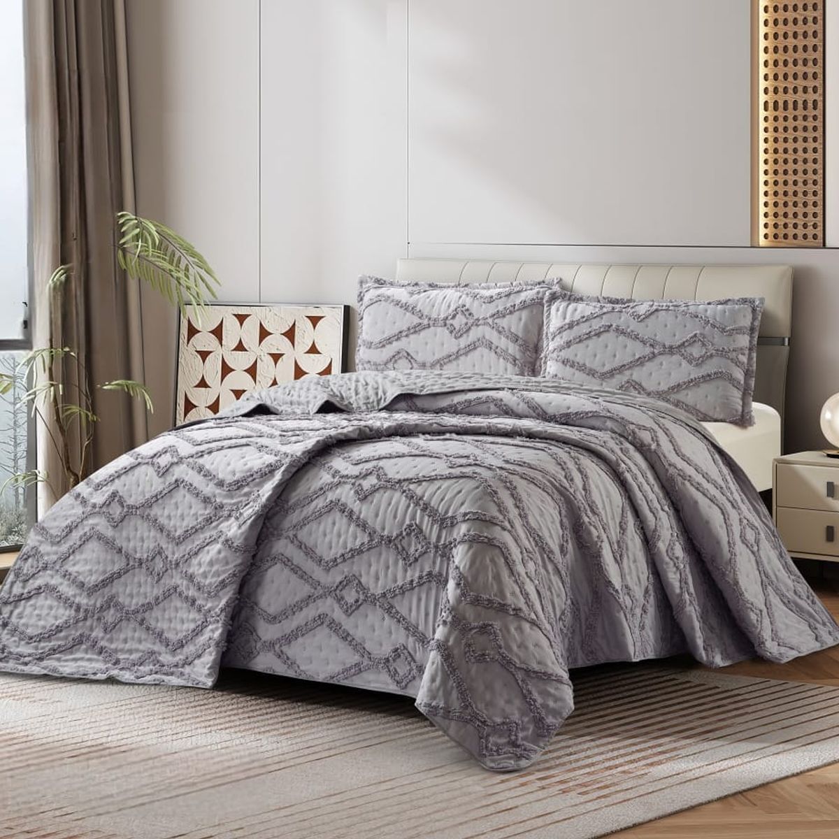 GENERICO - Cobertores Quilts Verano con Bordados en alto relieve técnica Tufting