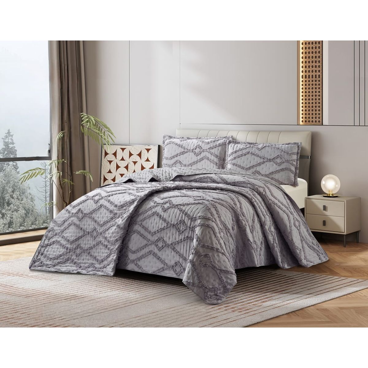 GENERICO - Cobertores Quilts Verano con Bordados en alto relieve técnica Tufting