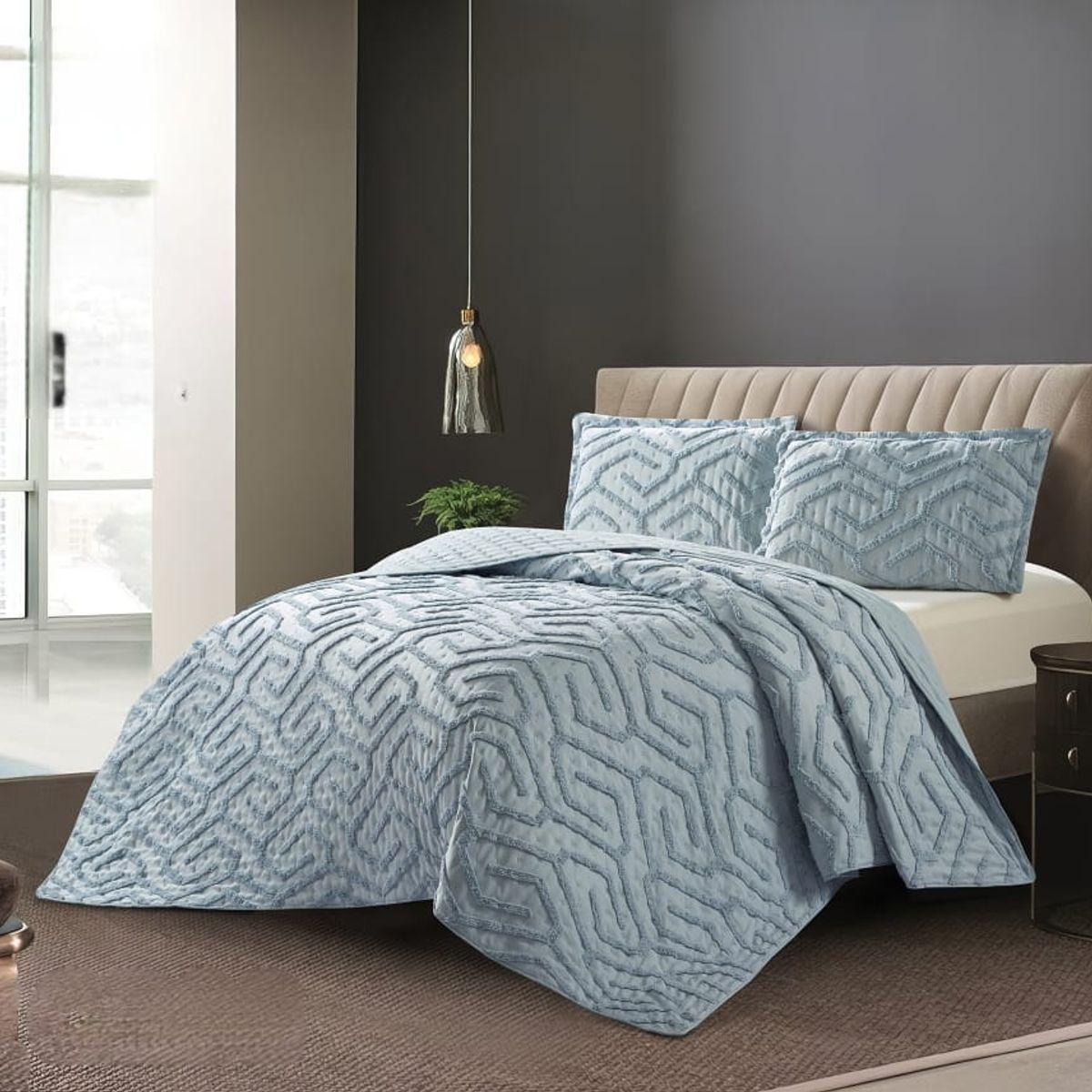 GENERICO - Cobertores Quilts Verano con Bordados en alto relieve técnica Tufting