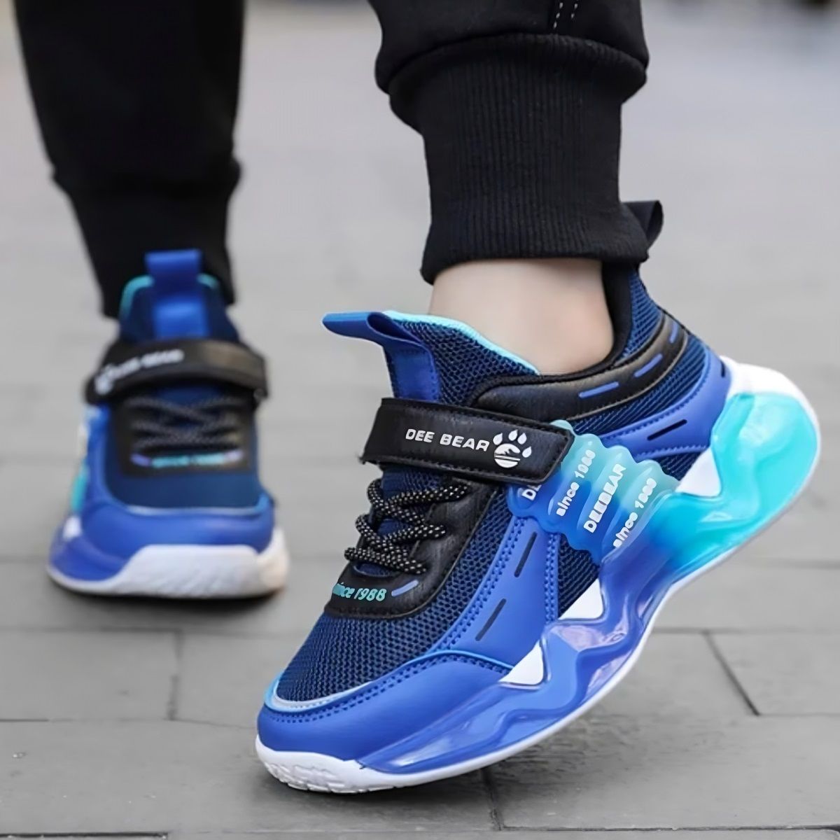 TOPBABY - Zapatillas Urbanas Para Niños Con Cierre de Velcro Azul Negro