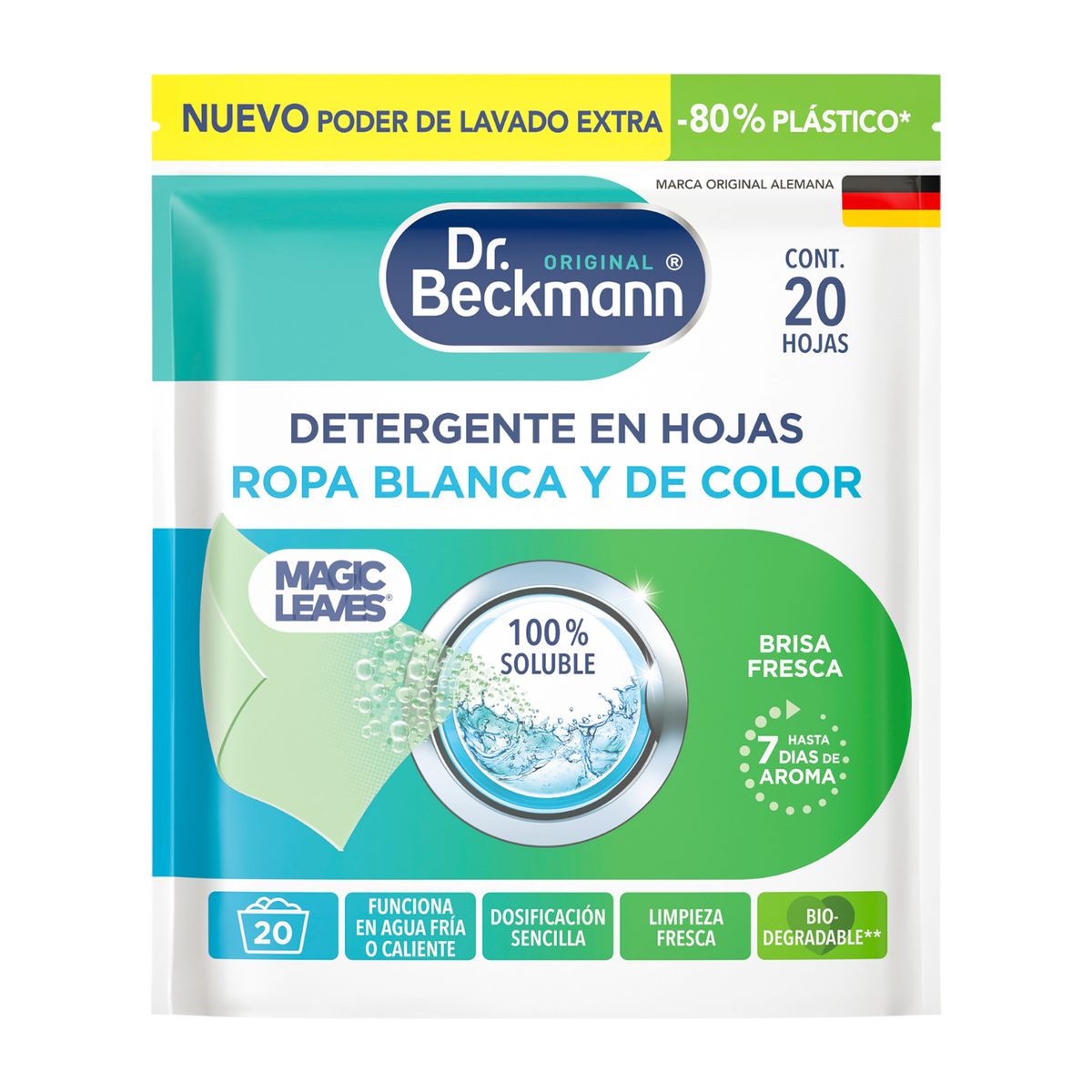 DR BECKMANN - Detergente en hojas Dr. Beckmann Magic Leaves 20 hojas