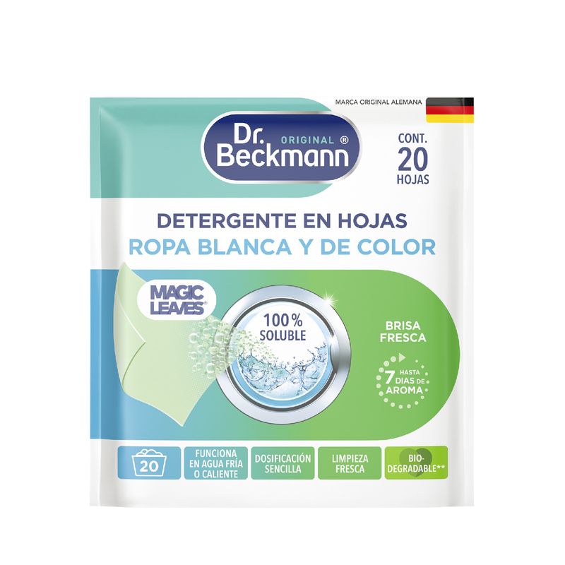 DR BECKMANN - Detergente en hojas Dr Beckmann Magic Leaves 20 hojas
