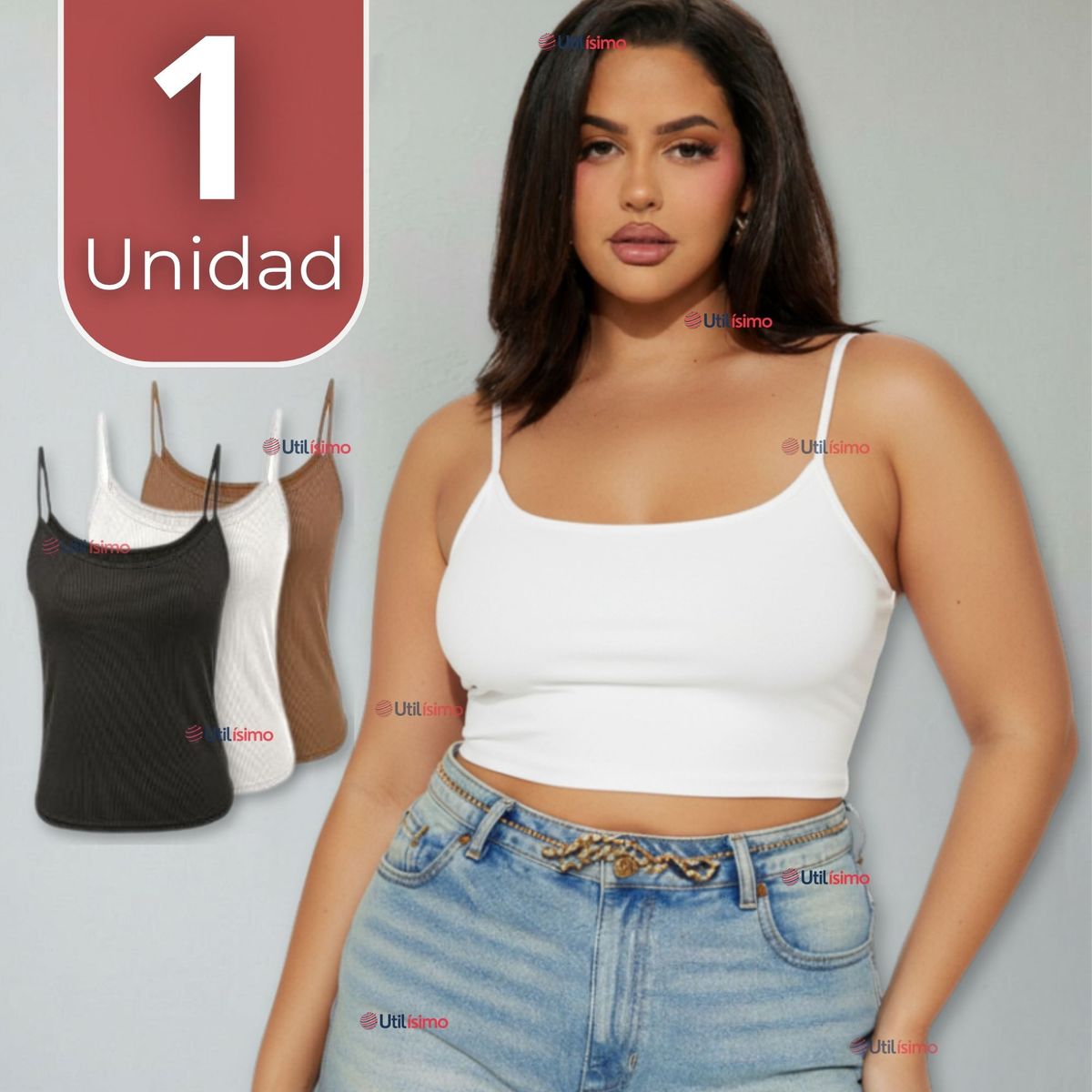 UTILISIMO - Polera Camiseta Pabilo Básica Elástica Algodón Mujer Colores Surtidos