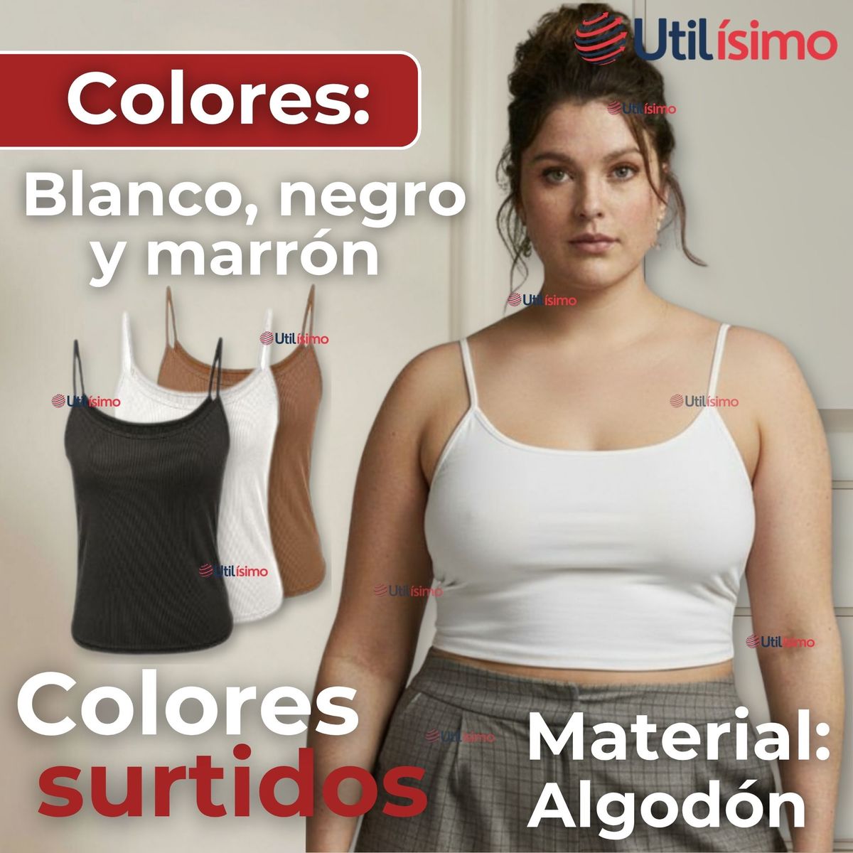 UTILISIMO - Polera Camiseta Pabilo Básica Elástica Algodón Mujer Colores Surtidos