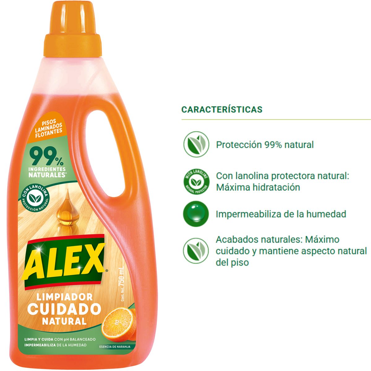 ALEX - Limpiador Natural Alex Pisos Flotantes 750 ml