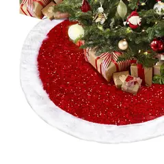 HAZ TU CLICK - Faldón Pie de Árbol Navideño 122 cm Premium Decorativo Rojo