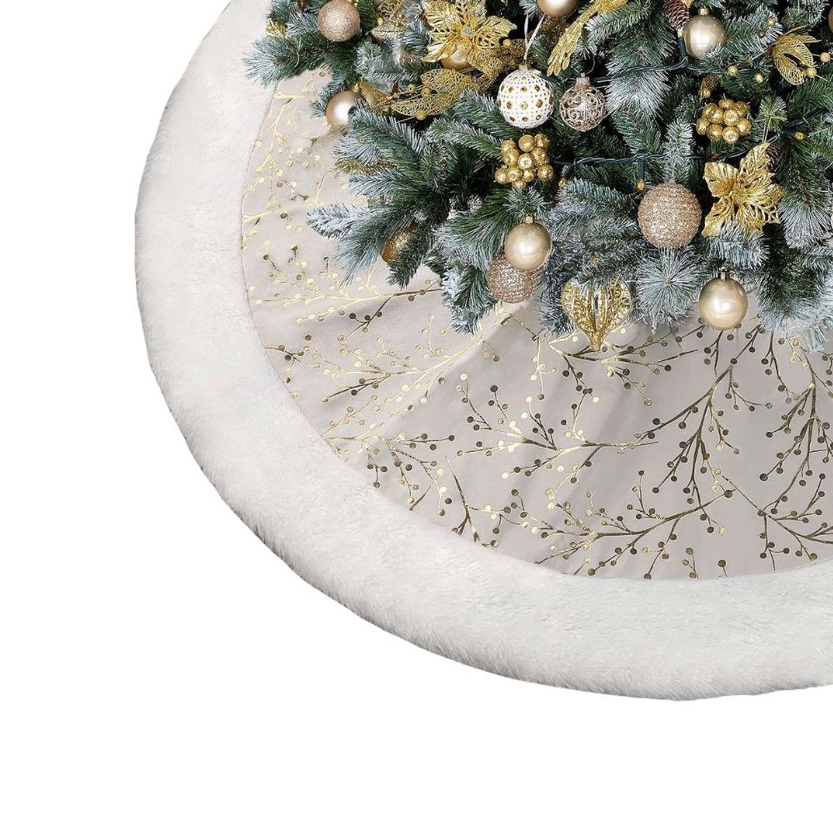 HAZ TU CLICK - Faldón Pie de Árbol Navideño 122 cm Premium Decorativo Blanco