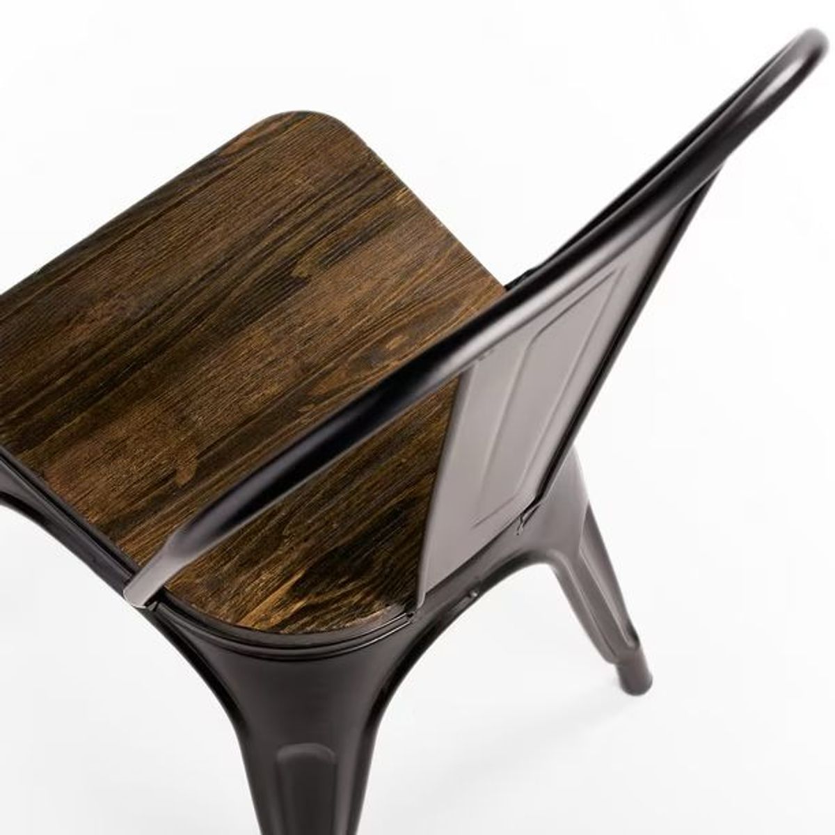 GENERICO - Pack 4 Sillas Tolix Vintage Asiento Madera Negro