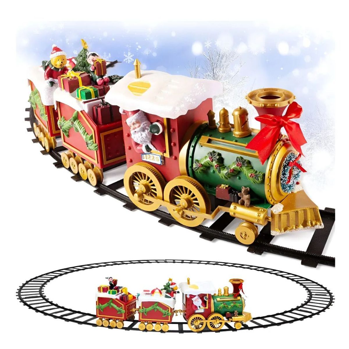 HAZ TU CLICK - Tren Navideño Decorativo para Árbol de Navidad con Rieles