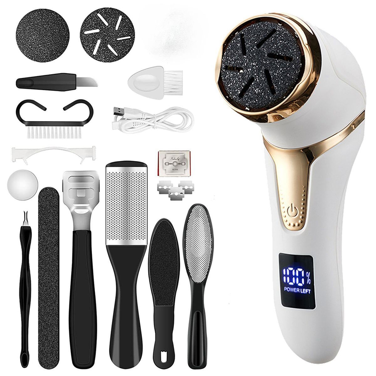 ATURE - Set 10 En 1 Molinillo Pie Eléctrico Removedor Callos Con Luz