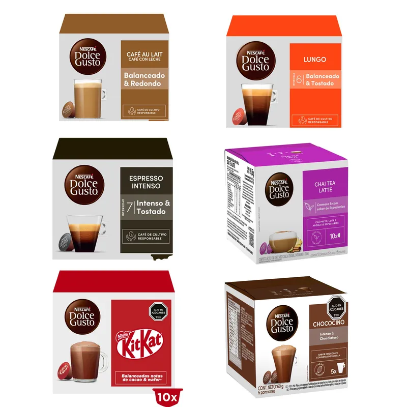 DOLCE GUSTO - Pack 6 cajas capsulas nescafe Dolce gusto variedades mix 3