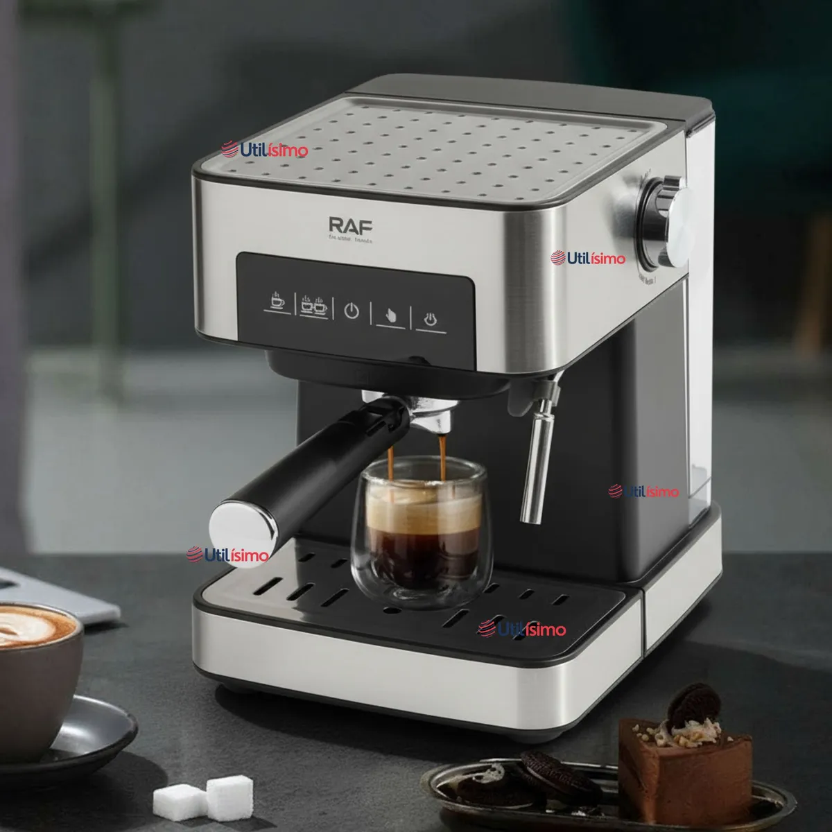 RAF - Maquina Café Espresso Capuccino Espumador de Leche Antigoteo 1.5 L