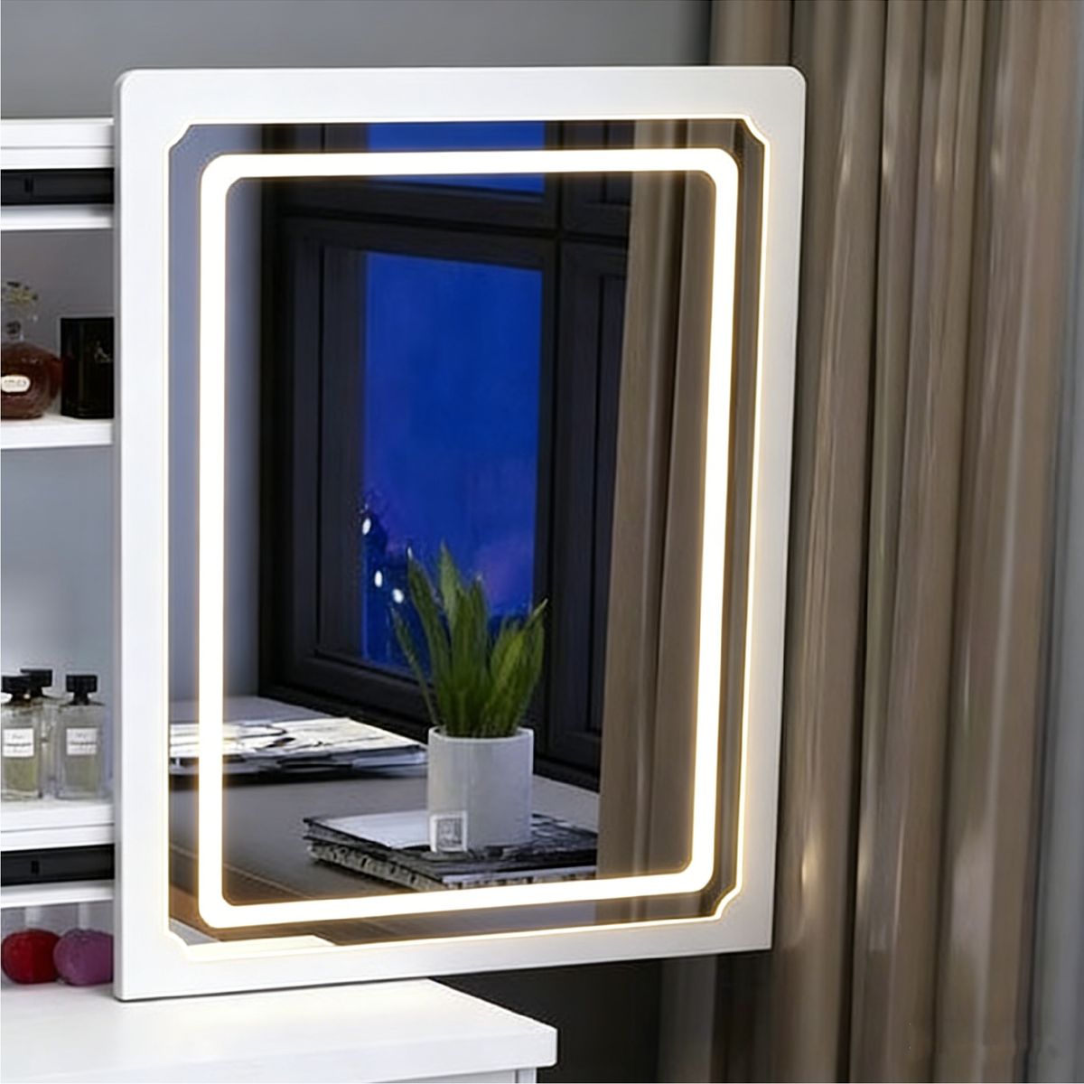 YOMYM - Mueble De Tocador Con Taburete 100×36×138cm Blanco