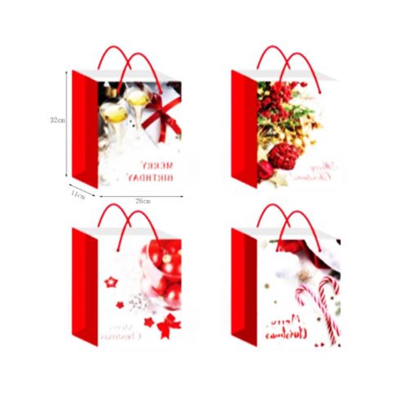 GENERICO - BOLSA DE REGALO NAVIDA FONDO BLANCO 32X26X11CM